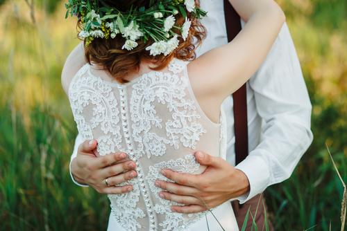 bride with Bridal Flower Crown