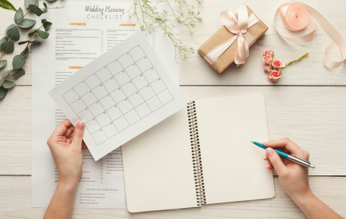 Wedding background with checklist and calendar