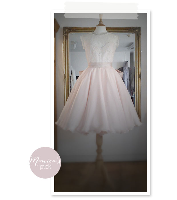 pale blush and lace short wedding dress