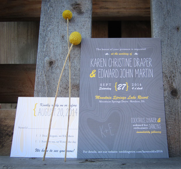 woodgrain wedding invitation | rustic, outdoor, woodland wedding