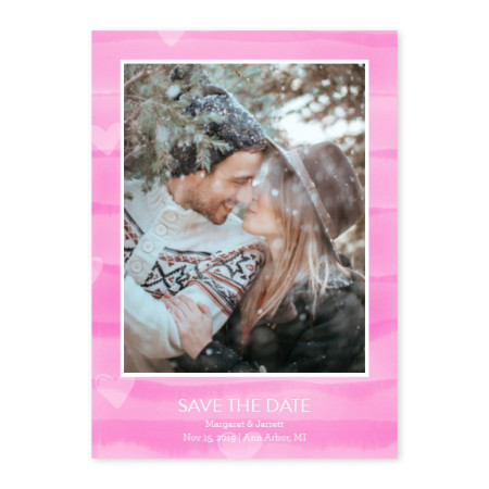 Painted Stripes Photo Save The Date Cards - Pink