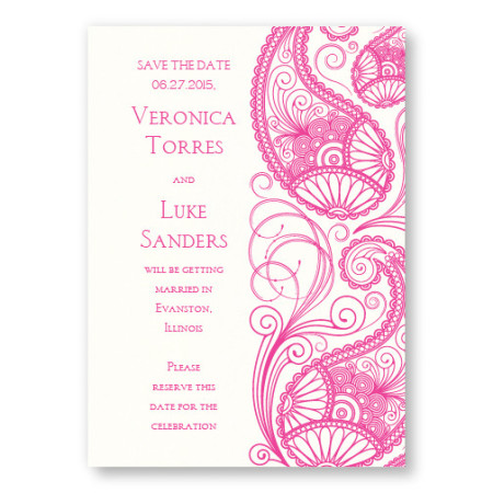 Paisley Garden Thermography Save the Date Cards