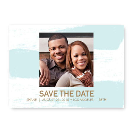 Watercolor Brush Photo Save The Date Cards - Blue