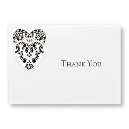 Double Damask Heart Thank You Cards - LIMITED STOCK ON HAND