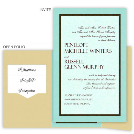 6 x 9 Gate Folio Pocket Wedding Invitations  - 3 Layers