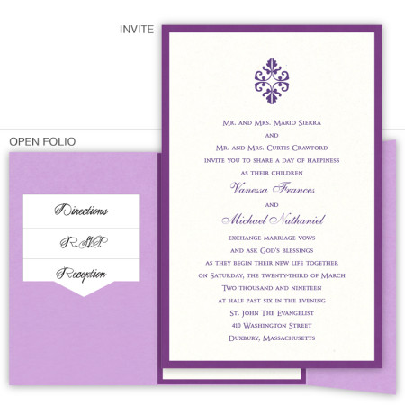 6 x 9 Gate Folio Pocket Wedding Invitations  - 2 Layers Small Border