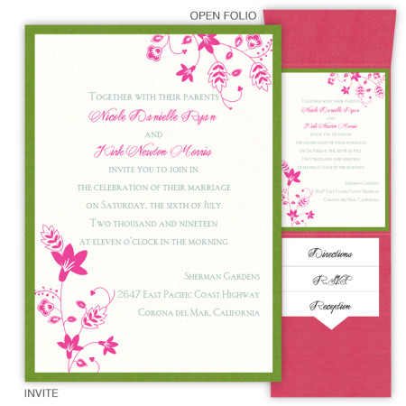 Fiona Folio Pocket Floral Wedding Invitations