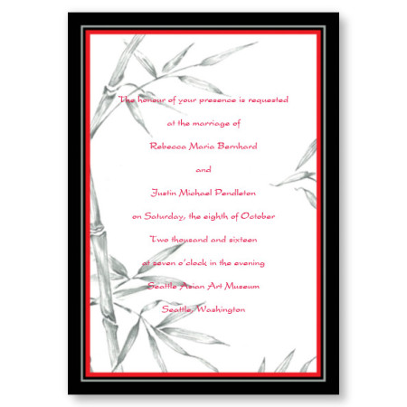 Bamboo Bliss Red Wedding Invitations