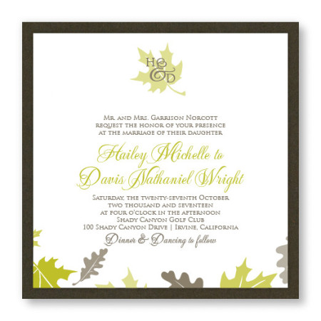 Fall Leaves Square 2-Layer Nature Wedding Invitations