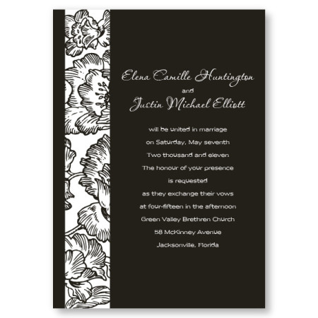 Floral Passion Black and White Wedding Invitations