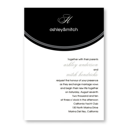 Initial Reaction Black and White Wedding Invitations
