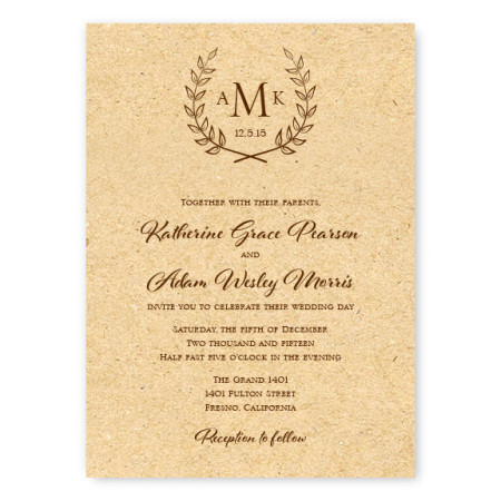 Laurel Monogram Wedding Invitations