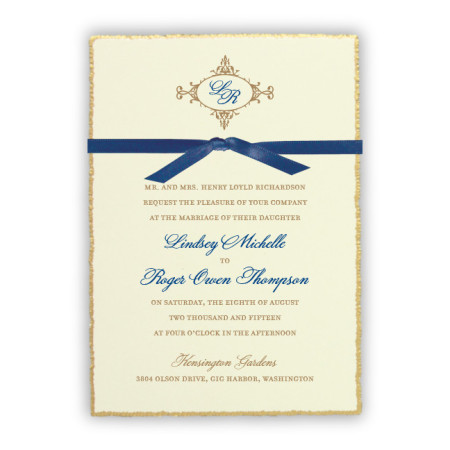 Willow Ecru Monogram Wedding Invitations