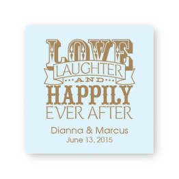 Love Laughter and Happily 2 1/2" Square Sticker