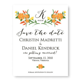 Floral Monogram Save The Date Cards