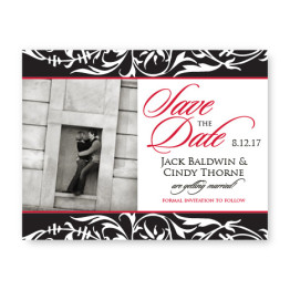 Damask Photo Save the Date Cards
