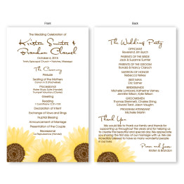 Sunflower Wedding Program