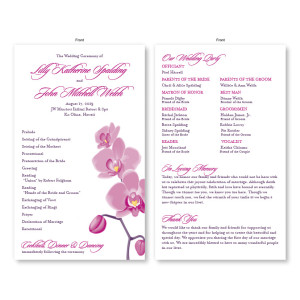Tropical Orchid Wedding Program 