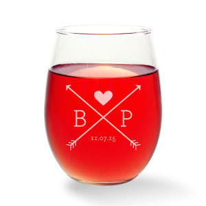 Hearts and Arrows Stemless Wine Glass