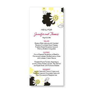 Flowers for the Bride Menu Cards