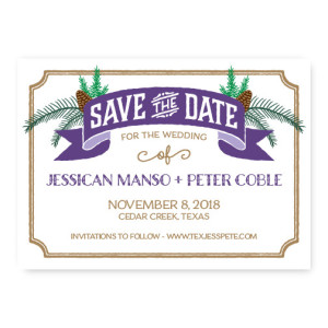 Evergreen Banner Save The Date Cards