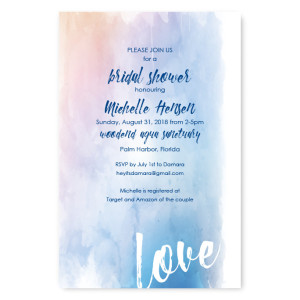 Watercolor Love Bridal Shower Invitations