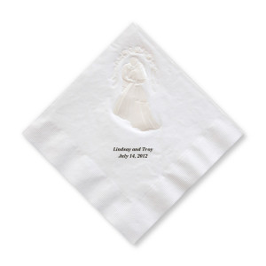 Pearl Embossed Bride and Groom Luncheon Napkins