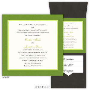 6 x 6 Vertical Folio Pocket Wedding Invitations - 3 Layers