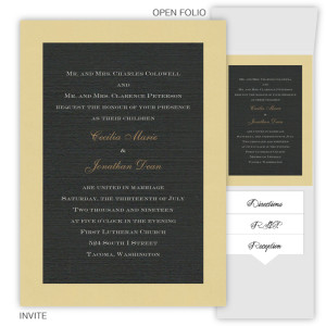 5 x 7 Vertical Folio Wedding Invitations  - 2 Layers Large Border