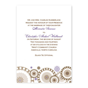 Circles and Flowers Purple Wedding Invitations