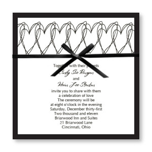 Hearts Aflutter Black and White Wedding Invitations