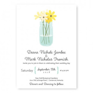 Mason Jar Floral Wedding Invitations