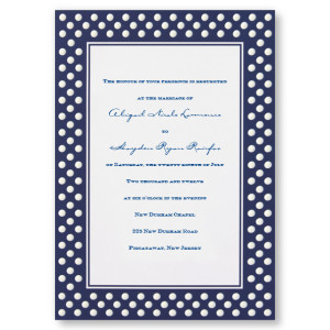 Polished Polka Dots Navy Blue Wedding Invitations