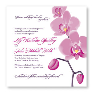 Tropical Orchid Square Floral Wedding Invitations