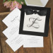 Sheer Initial Black and White Wedding Invitations